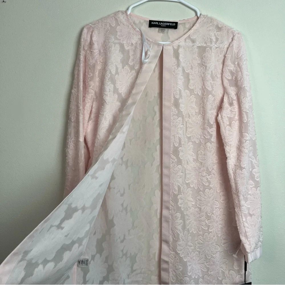 NWT Karl Lagerfeld Paris Pink Cardigan Floral Size S Women